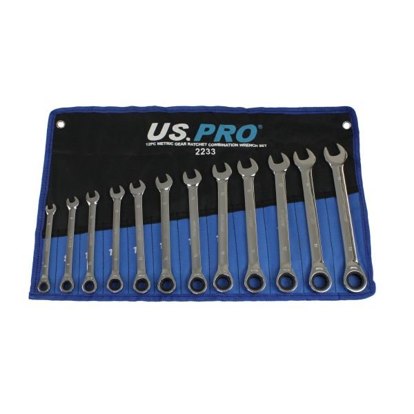 US PRO 12pc Metric Gear Ratchet Combination Wrench Set 2233 | DSD TOOLS