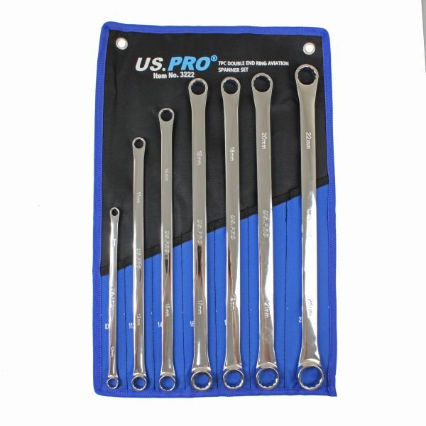 Us Pro 7pc Double End Ring Aviation Spanner Set 3222 