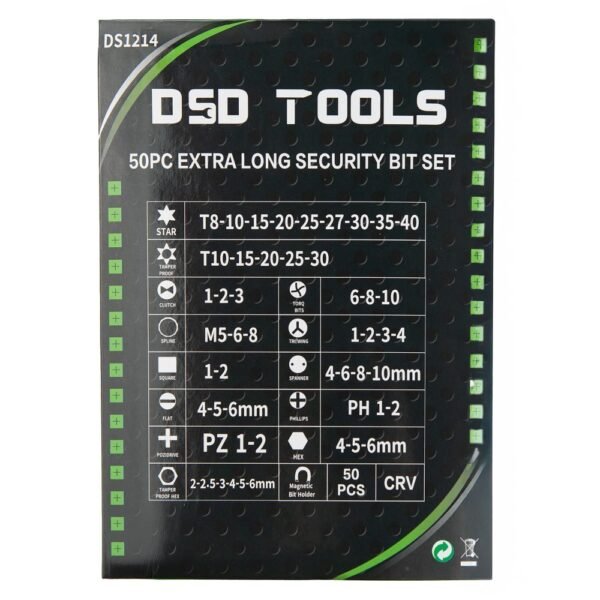 DSD TOOLS 50pc Extra Long Security Bit Set DS1214 - Image 8