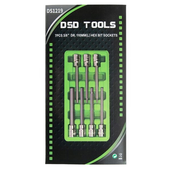 DSD TOOLS 7pc 3/8" DR 110mm(L) Hex Bit Sockets DS1219 - Image 5