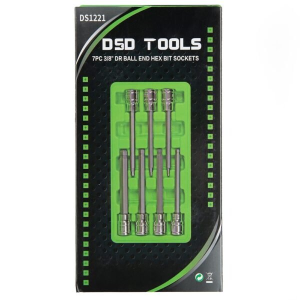 DSD TOOLS  7pc 3/8" DR Ball End Hex Bit Sockets DS1221 - Image 5