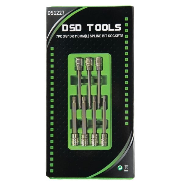 DSD TOOLS  7pc 3/8" DR 110mm(L) Spline Bit Sockets DS1227 - Image 5