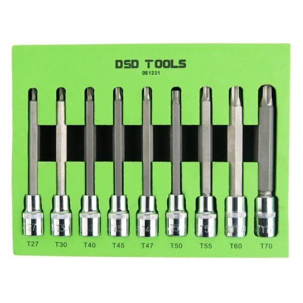 DSD TOOLS 9pc 1/2" DR Torx Bit Sockets DS1231