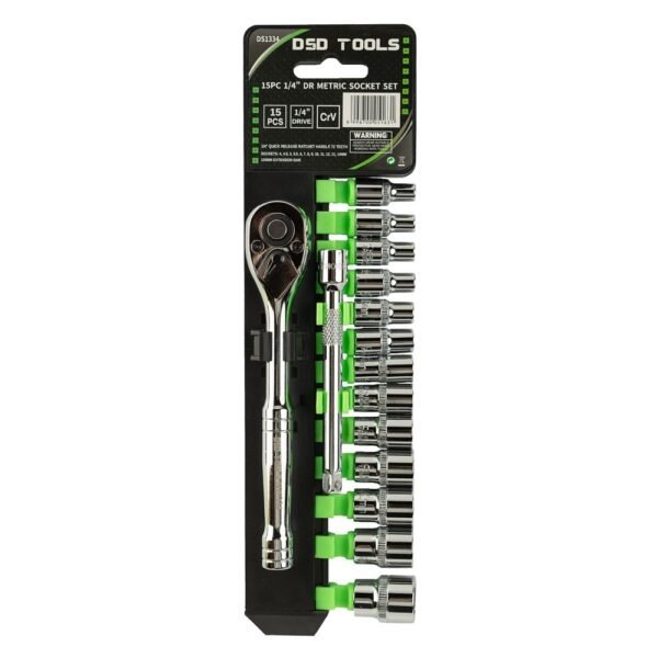 DSD TOOLS 15pc 1/4 DR Metric Socket Set DS1334