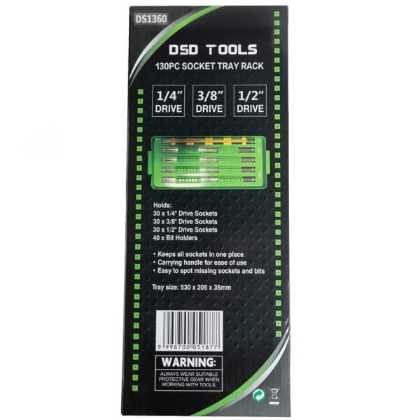 DSD TOOLS 130pc Socket Tray Rack DS1360 - Image 5