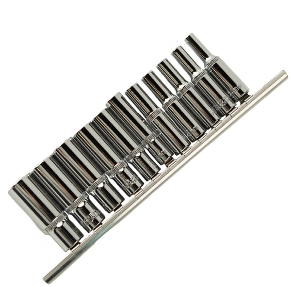 DSD TOOLS 11pc 1/4 DR 6PT Deep Sockets On Rail DS1298