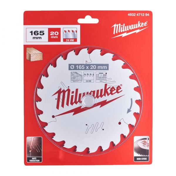 Milwaukee Gen II Circular Saw Blade 165mm x 20mm x 2.2mm Thin Kerf 24T 4932471294 - Image 2