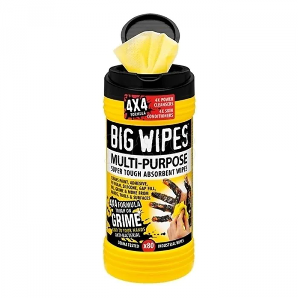 BIG WIPES Black Top 4x4 Multi Antibacterial Surface Cleaner Tub of 80 wipes 2410 0000