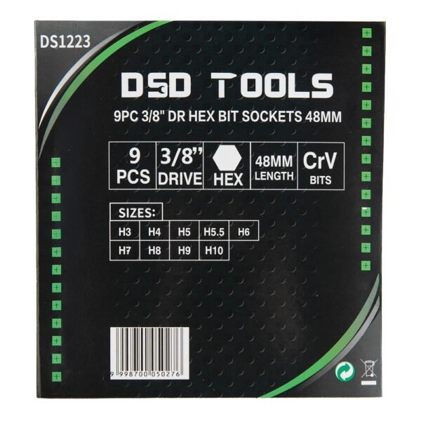 DSD TOOLS 9pc 3/8" Dr HEX Bit Sockets 48mm DS1223 - Image 3