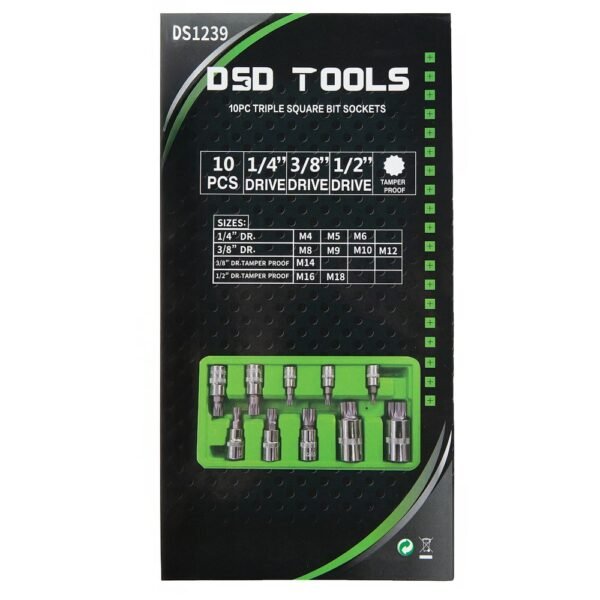 DSD TOOLS 10pc Triple Square Bit Sockets DS1239 - Image 5