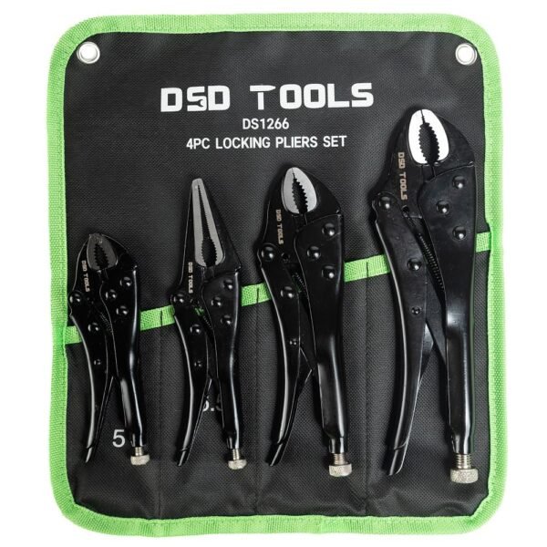 DSD TOOLS 4pc Locking Pliers Set - 3 Round + 1 Straight Jaw DS1266