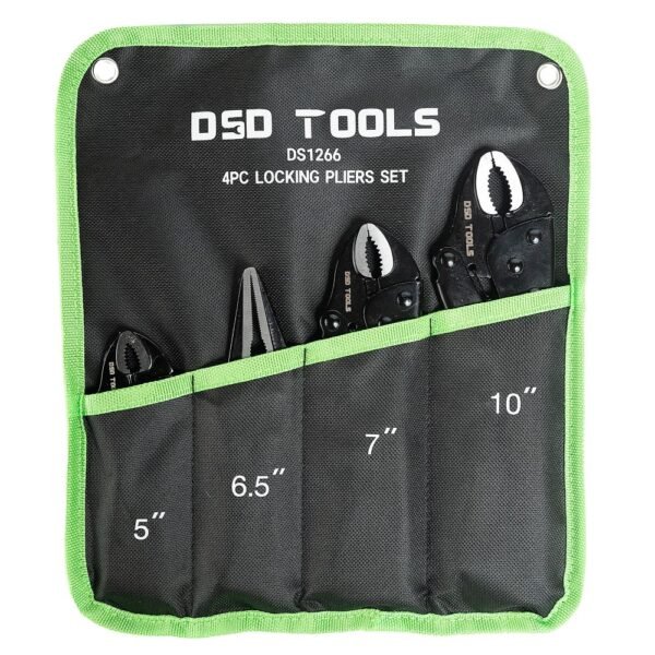 DSD TOOLS 4pc Locking Pliers Set - 3 Round + 1 Straight Jaw DS1266 - Image 3