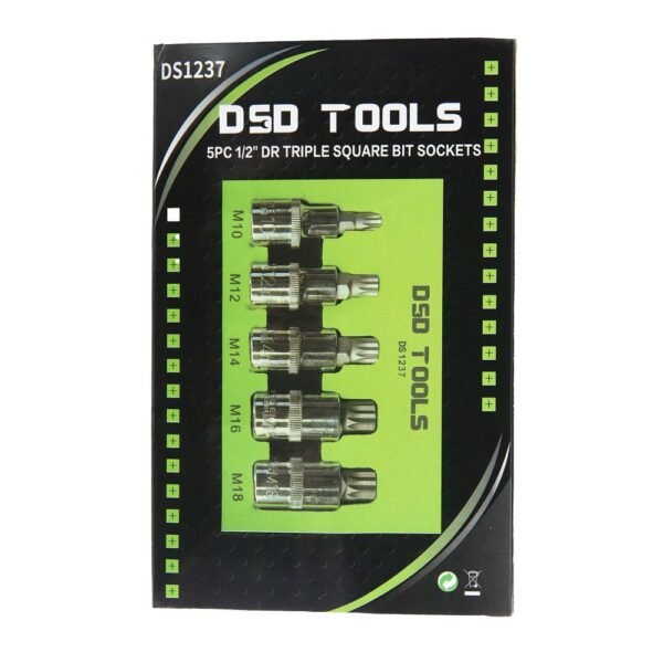 DSD TOOLS 5pc 1/2" Dr Triple Square Bit Socket Set DS1237 - Image 2