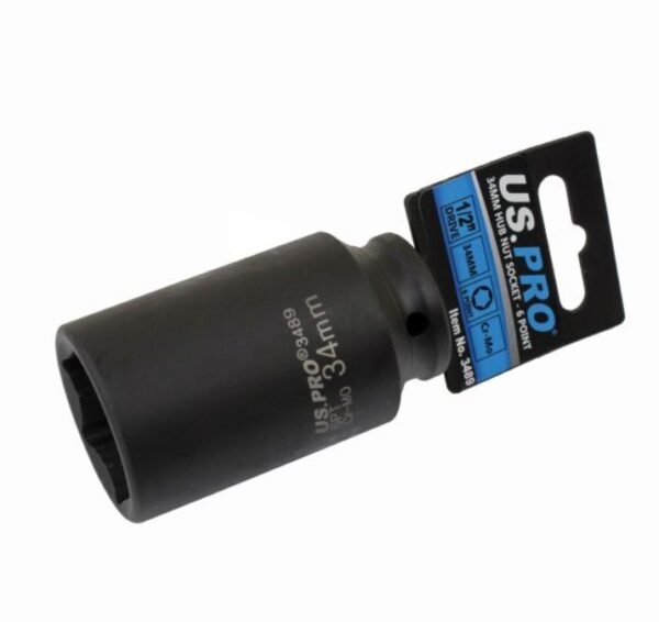 US PRO 34mm Hub Nut Socket - 6 Point 1/2" Drive 3489
