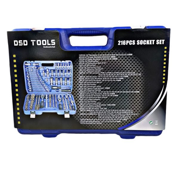 DSD TOOLS 216pc 1/4″ 3/8″ 1/2″ DR Metric Super Lock Socket Set - Image 5