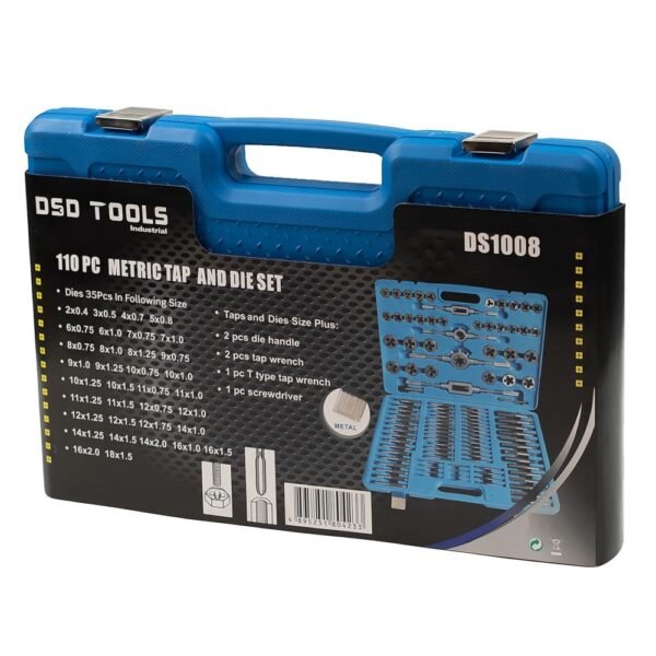 110pc Metric Tap and Die Set Kit, 2mm to 18mm, Thread Cutting DS1008 - Image 6