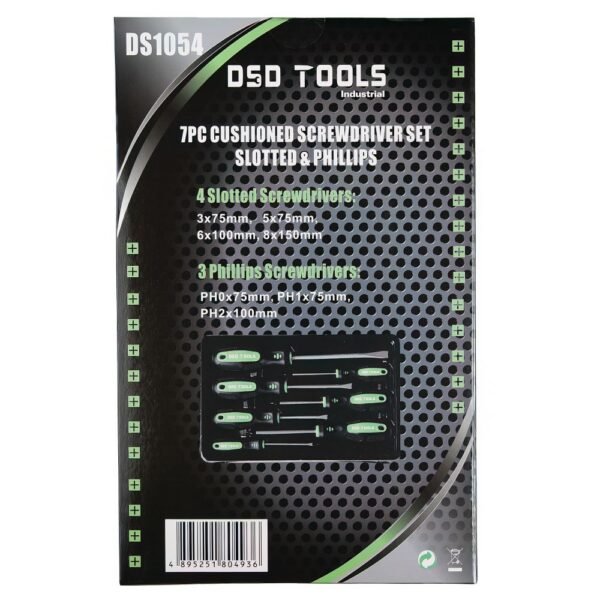 DSD TOOLS 7pc Cushioned ScrewDriver Set Slotted & Philips DS1054 - Image 3