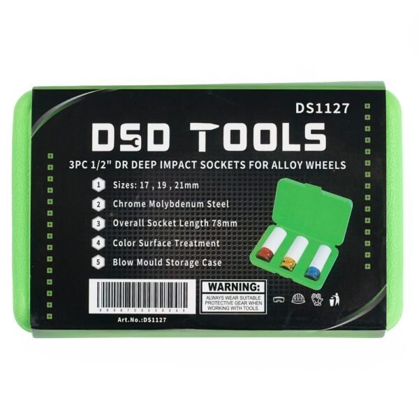 DSD TOOLS 3pc 1/2" DR Deep Impact Sockets For Alloy Wheels DS1127 - Image 5