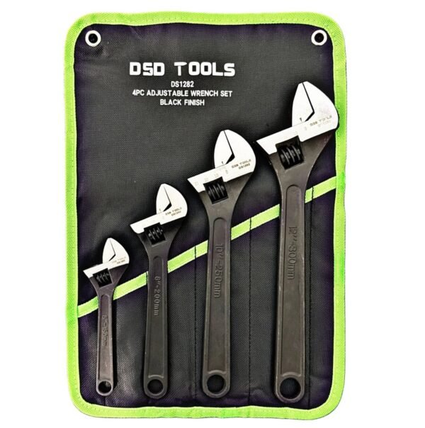DSD TOOLS 4pc Adjustable Wrench Set Black Finish DS1282