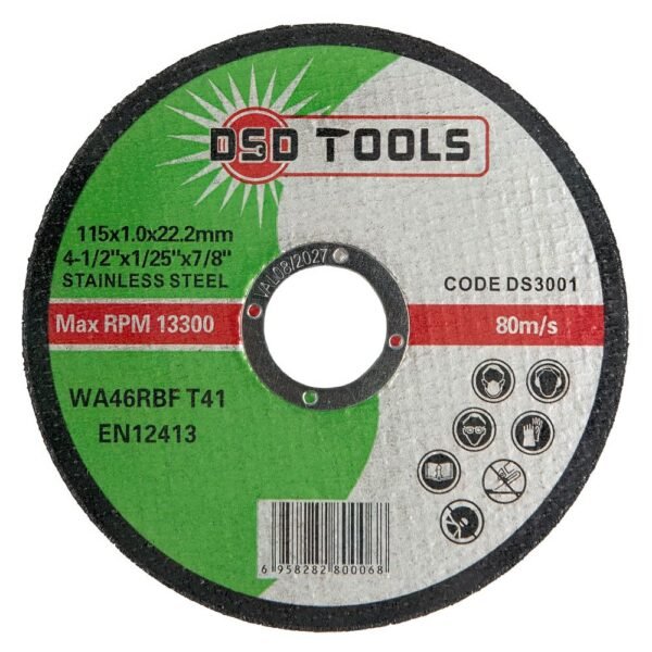 DSD TOOLS Cutting Disc For Metal and Stainless Steel - 115mm x 1.0mm x 22.2mm  Box of 400  DS3001