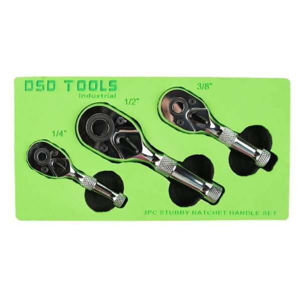 DSD TOOLS 3pc Stubby Ratchet Handle Set DS1082 - Image 3