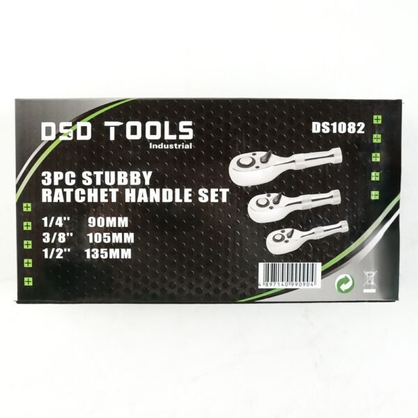 DSD TOOLS 3pc Stubby Ratchet Handle Set DS1082 - Image 4