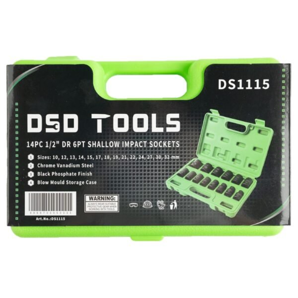 DSD TOOLS 14pc 1/2" DR Shallow Impact Sockets Metric DS1115 - Image 4