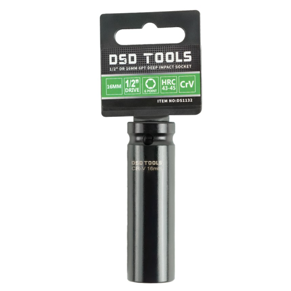 DSD TOOLS 1/2" DR 16mm 6PT Deep Impact Socket DS1132