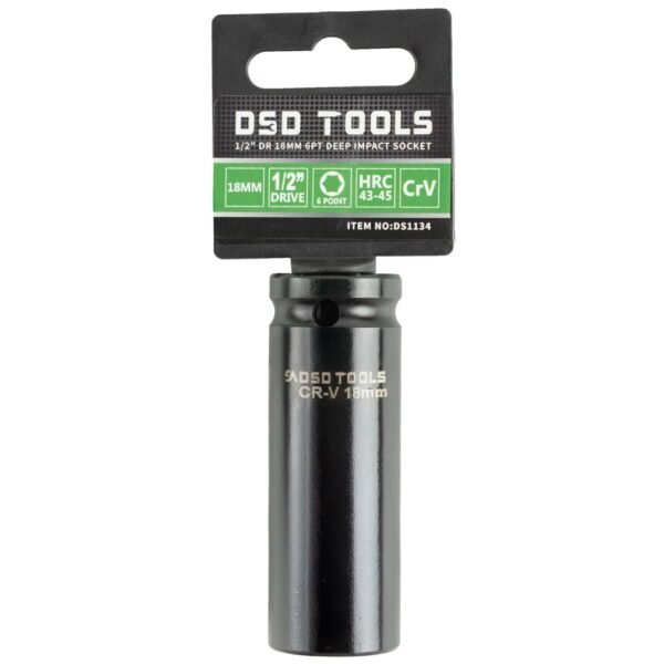 DSD TOOLS 1/2" Dr 18mm 6Pt Deep Impact Socket DS1134