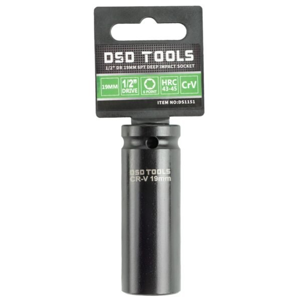 DSD TOOLS 1/2" DR 19mm 6PT Deep Impact Socket DS1151