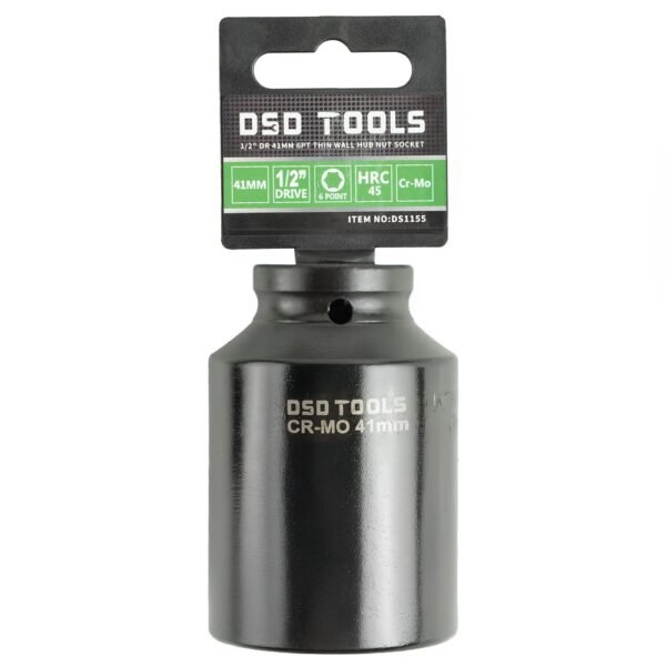 DSD TOOLS 1/2" DR 41mm 6PT Thin Wall Hub Nut Socket DS1155