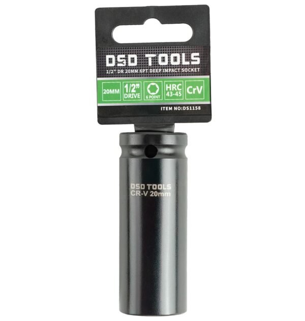 DSD TOOLS 1/2" Dr 20mm 6pt Deep Impact Socket DS1158