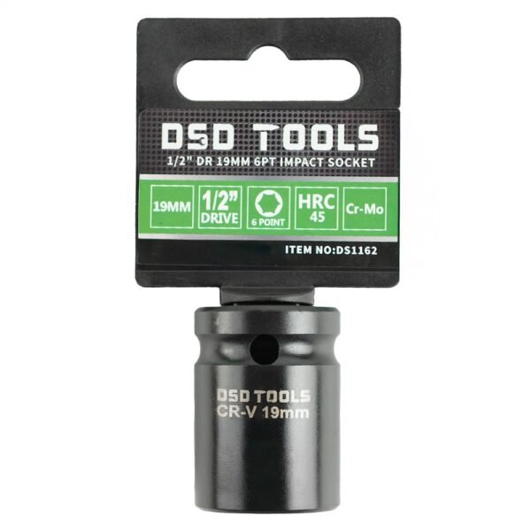 DSD TOOLS 1/2" DR 19mm 6PT Impact Socket Euro Style DS1162