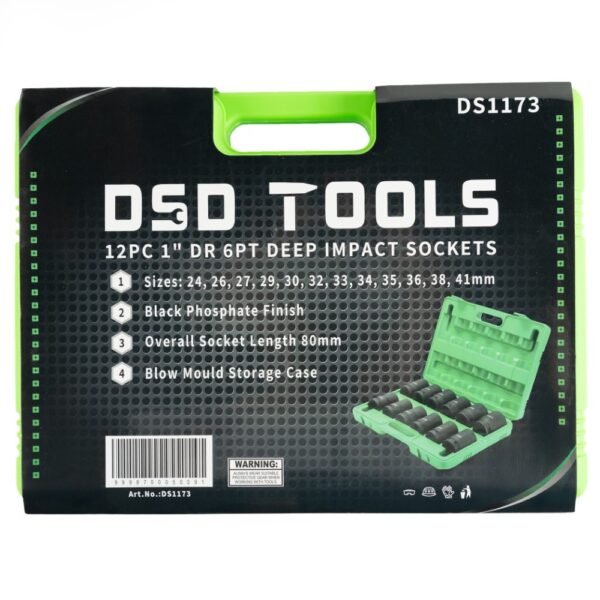 DSD TOOLS 12pc 1" DR 6PT Deep Impact Sockets Metric DS1173 - Image 4