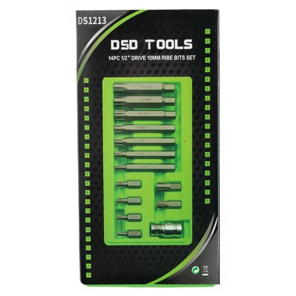 DSD TOOLS 14pc 1/2" Drive 10mm Ribe Bits Set DS1213 - Image 3