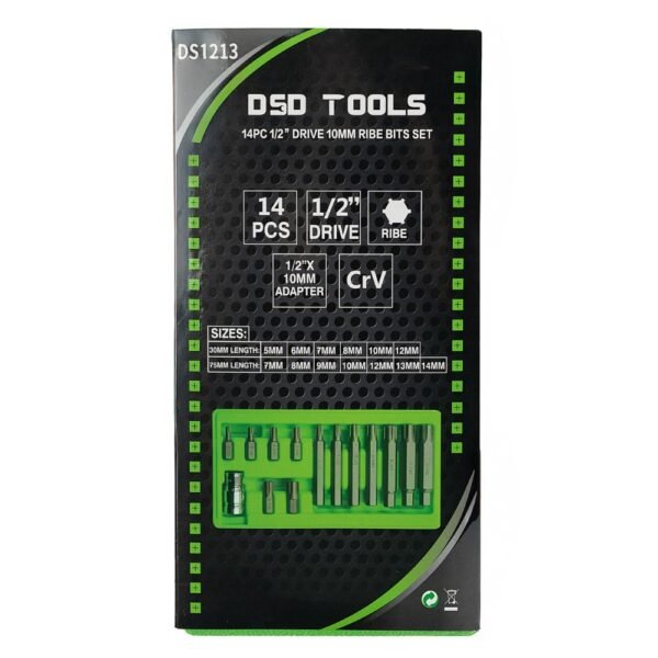 DSD TOOLS 14pc 1/2" Drive 10mm Ribe Bits Set DS1213 - Image 4