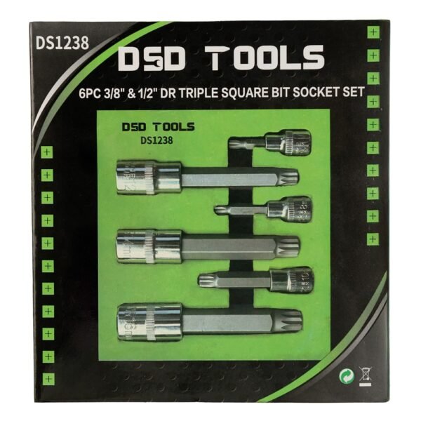 DSD TOOLS 6pc 3/8 & 1/2 DR Triple Square Bit Socket Set DS1238 - Image 2