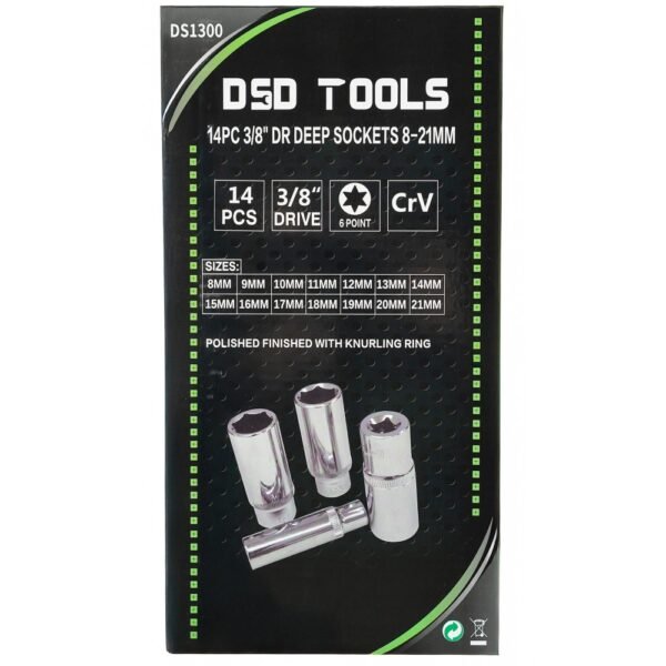 DSD TOOLS 14pc 3/8" Dr Deep Sockets 8-21mm DS1300 - Image 3