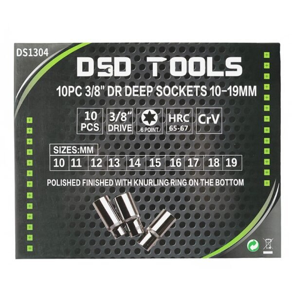 DSD TOOLS 10pc 3/8" DR Deep Sockets 10-19mm DS1304 - Image 3