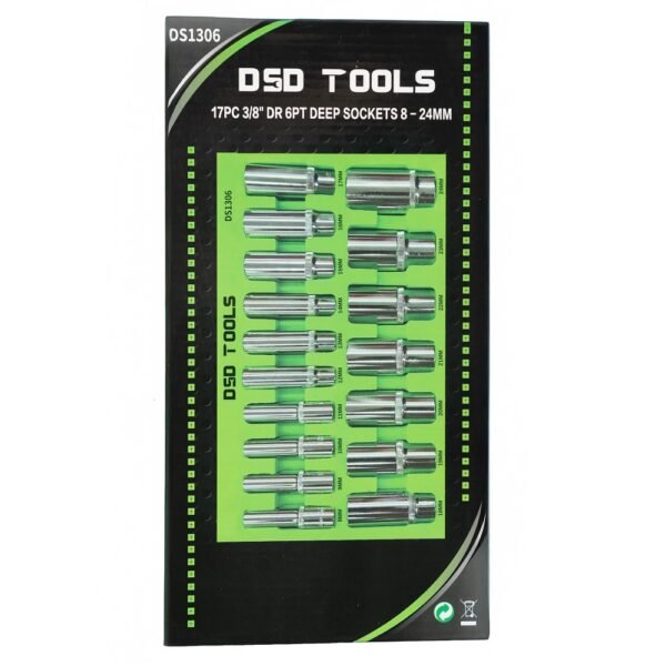 DSD TOOLS 17pc 3/8" Dr 6Pt Deep Sockets 8 - 24mm DS1306 - Image 2