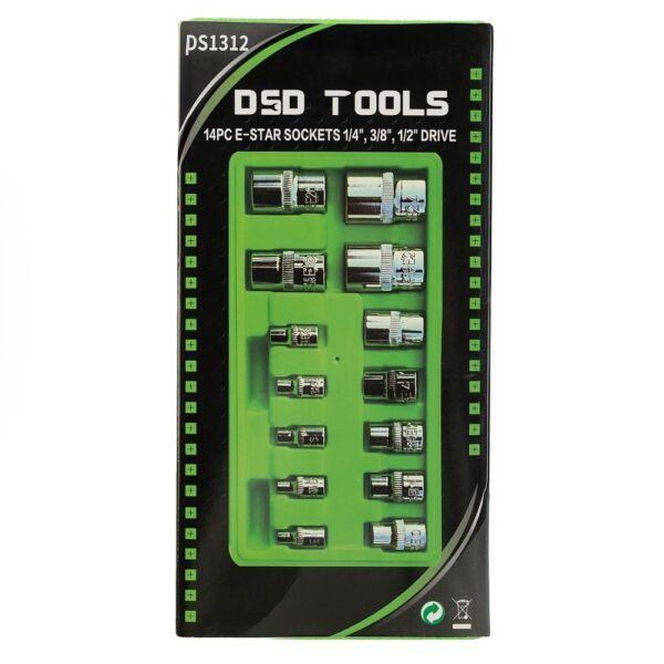 DSD TOOLS 14pc E-Star Sockets 1/4, 3/8, 1/2 Drive DS1312 - Image 4