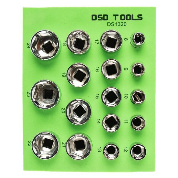 DSD TOOLS 17pc 3/8" Dr 6Pt Shallow Sockets 8-24mm DS1320