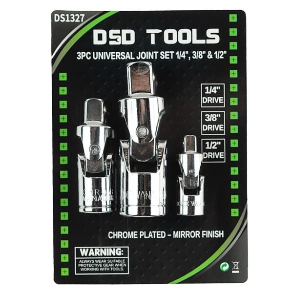 DSD TOOLS 3pc Universal Joint Set 1/4", 3/8" & 1/2" DS1327 - Image 2