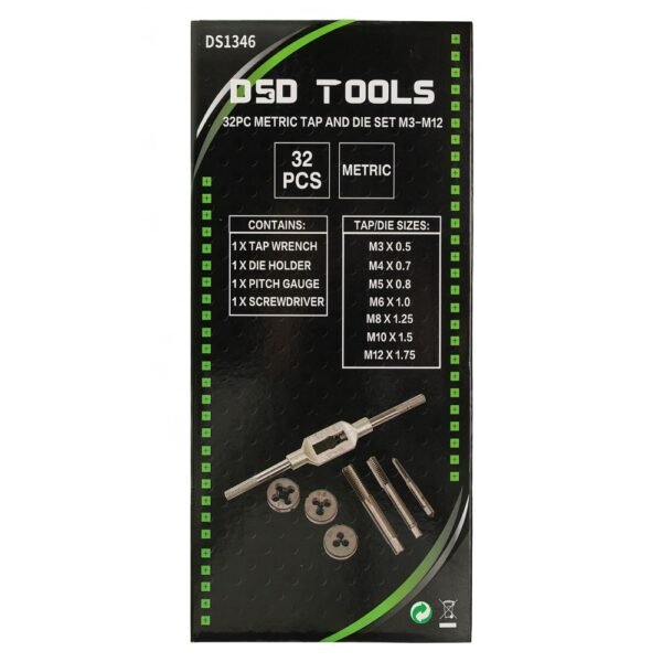 DSD TOOLS 32pc Metric Tap & Die Set M3-M12 DS1346 - Image 5