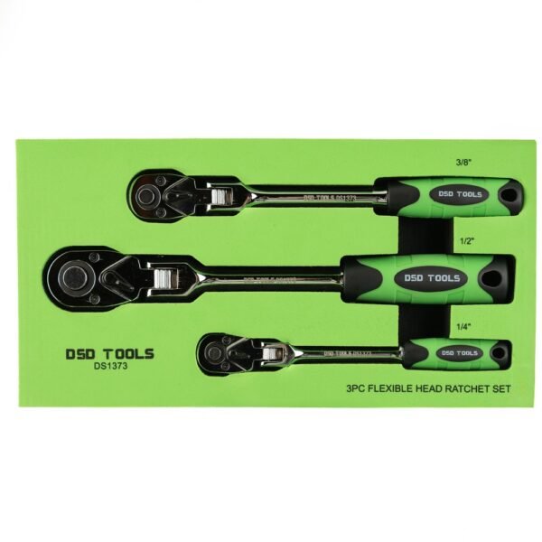 DSD TOOLS 3pc Flexi Head Ratchet Set 1/4", 3/8" & 1/2" Drives DS1373