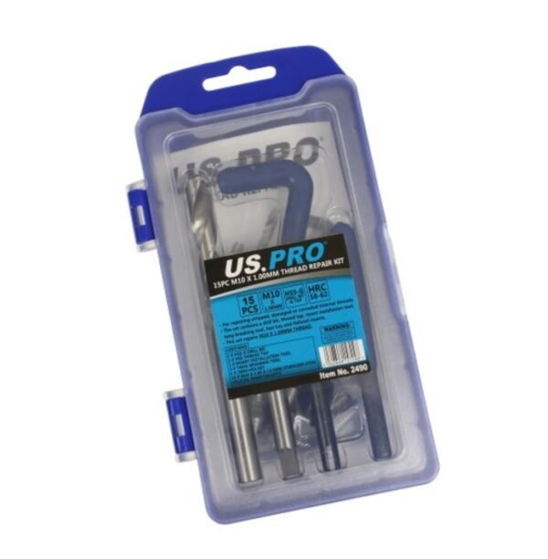 US PRO TOOLS 15PC M10 X 1.00MM THREAD REPAIR KIT 2490