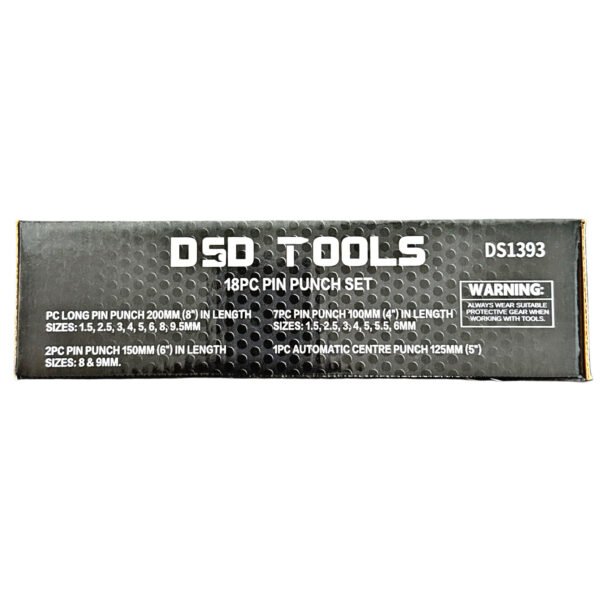 DSD TOOLS 18PC PIN PUNCH SET with Automatic Centre Punch 125mm DS1393 - Image 2