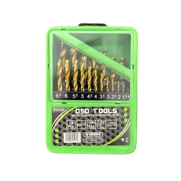 DSD TOOLS 19PC HSS TITANIUM COATED METRIC DRILL BIT SET 1 – 10MM DS1430