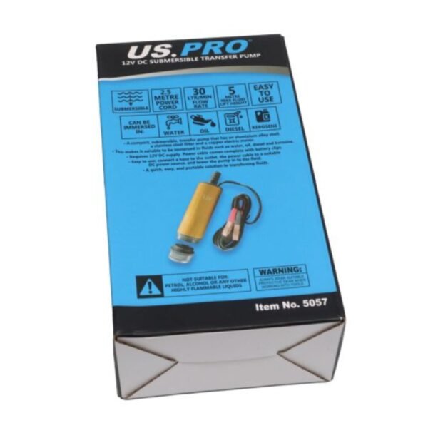 US PRO TOOLS 12V DC SUBMERSIBLE TRANSFER PUMP 60W Flow rate: 30 Ltr/min 5057 - Image 3