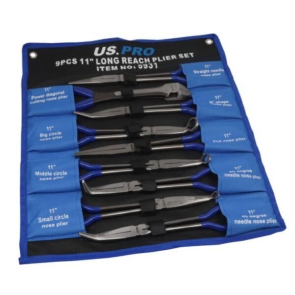 US PRO TOOLS 9PC 11 INCH LONG REACH PLIER SET 5931